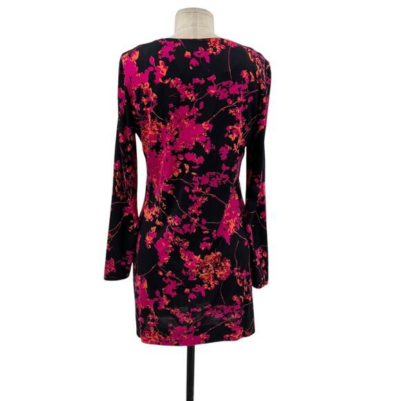 Diane von Furstenberg Reina Sheath Dress Floral Daze Black‎ Pink Silk Size 6 - Picture 7 of 14
